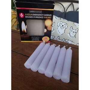 Emergency White Wax Candles 6 Pack LuminEssence 4-Hour Unscented 24 Total Hours